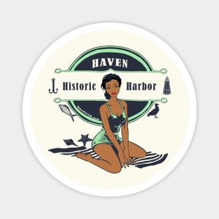 Historic Harbor Pin Up Black Woman Magnet